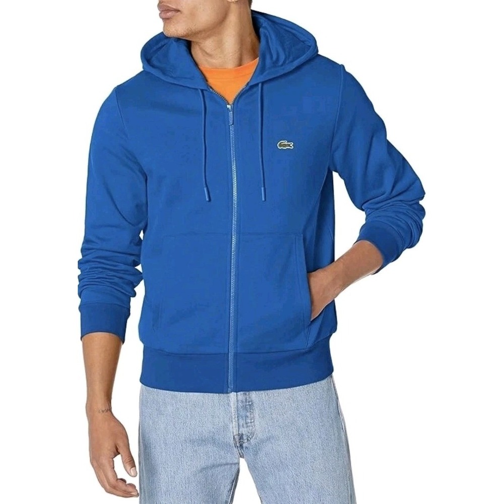 Lacoste Sport Men XXL Blue Full Zip Track Jacket Lounge Active Gym Casual